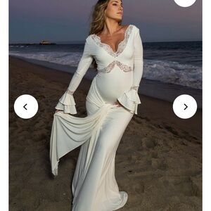 Chic Long Sleeve White Maternity Dress